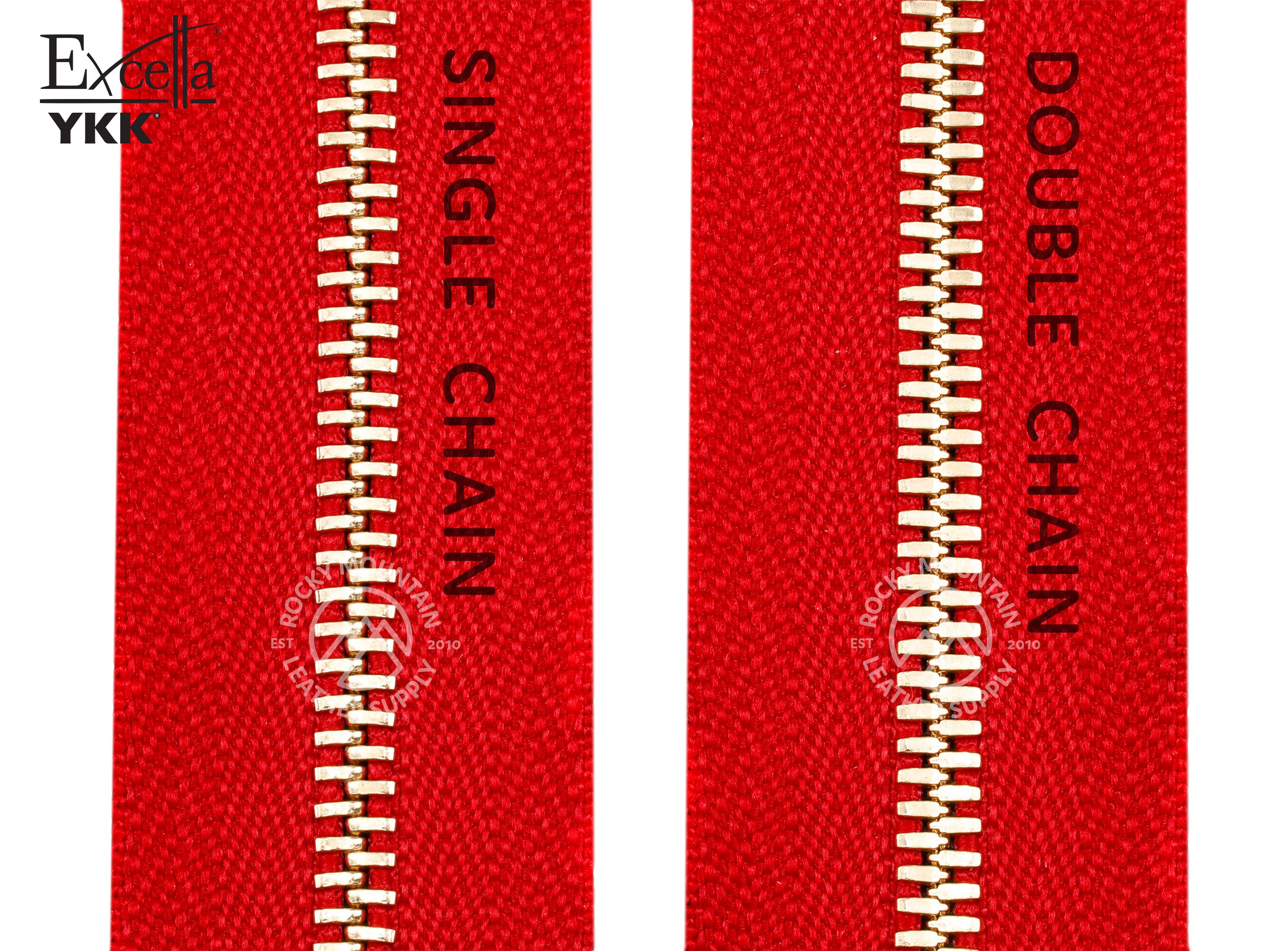 YKK - Excella Zippers - Size #5 - Single Chain (Brass)