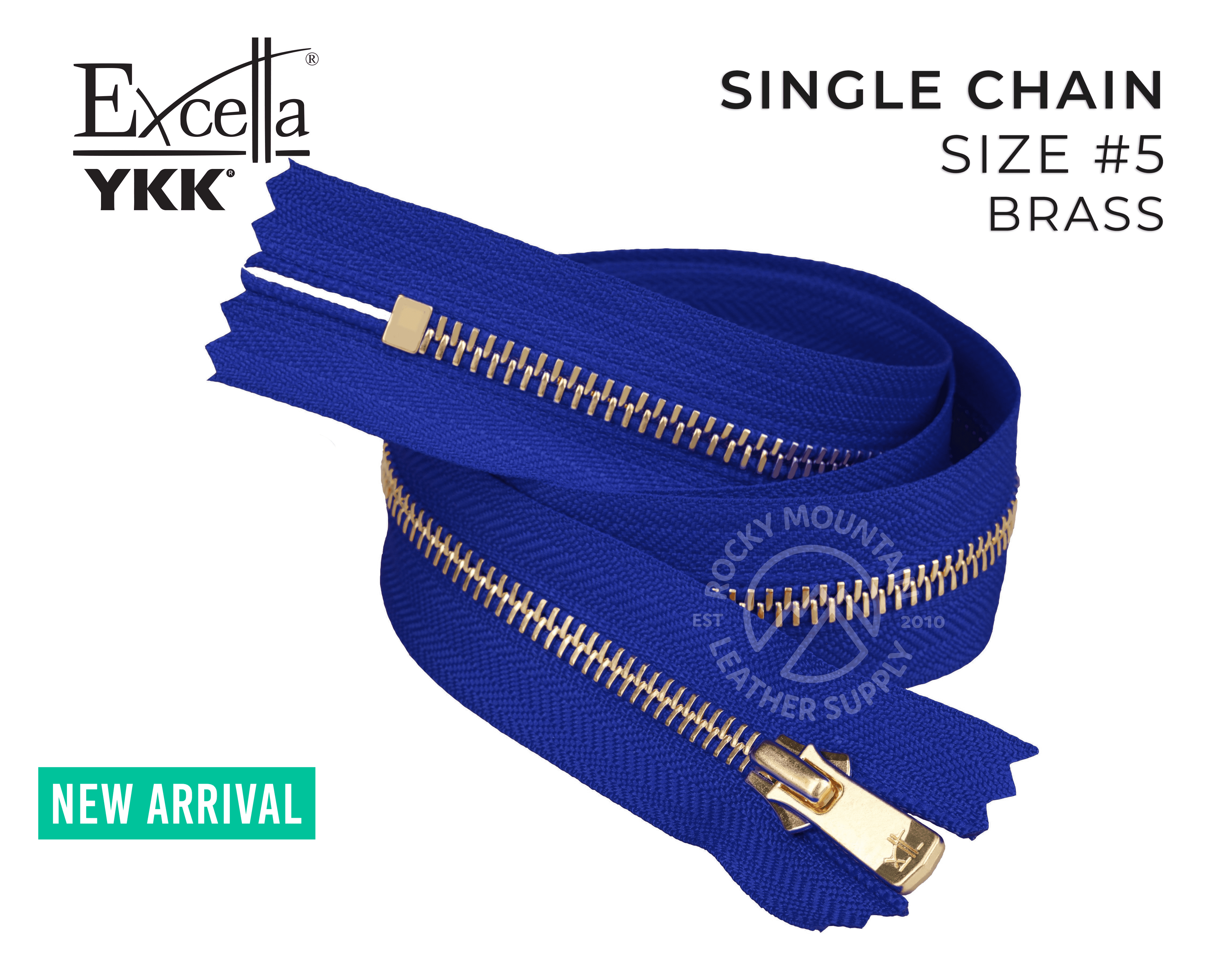 YKK - Excella Zippers - Size #5 - Single Chain (Brass)